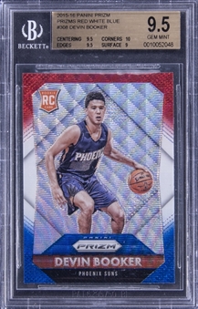 2015-16 Panini Prizm “Red White & Blue Prizms” #308 Devin Booker Rookie Card - BGS GEM MINT 9.5 